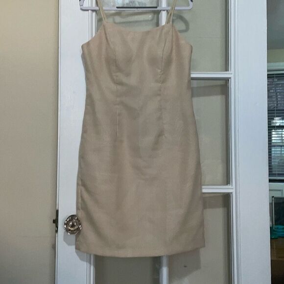 Raffaella chiffon beige Y2K spaghetti strap mini cocktail dress size medium - Picture 3 of 16